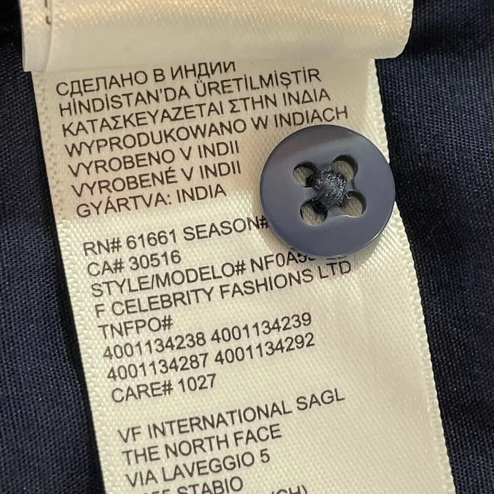 The‎ North Face Short Sleeve Button Up Shirt Men's M Camping Pattern Blue Cotton